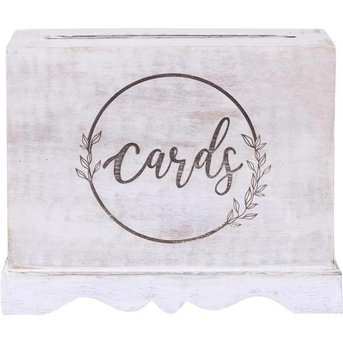 Wedding Card Box with Card Slit and Lock 12X10X4.5- Gift Wishing Well Card Box for Weddings, Receptions, Birthdays, Graduations, Baby Showers, Honeymoon Funds KHNDCNC (White)