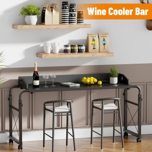 BYMECOST Laptop Desk for Bed, Adjustable Height & Length Laptop Bed Table,Overbed Table with Wheels for King & Queen Size Beds,Rolling Standing Desk,Over Bed Desk for Working Reading Eating