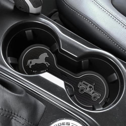 Car Cup Holder Coaster Compatible with Ford Bronco Offroad 2021-2025, Silicone Car Decorative Water Coaser, Bronco Car Accessories (Grey)