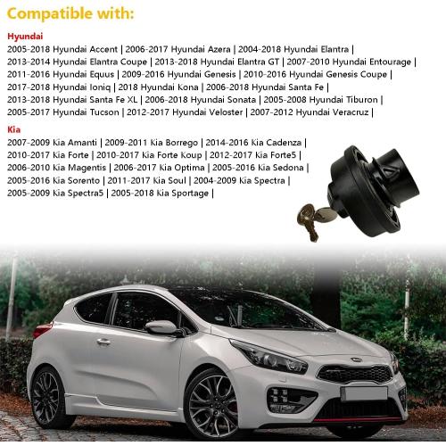 10512 Locking Fuel Gas Tank Cap with Keys for Hyundai Accent Santa Fe Tucson Sonata & Genesis G80 G90 & Kia Sportage Sorento Optima Forte Soul