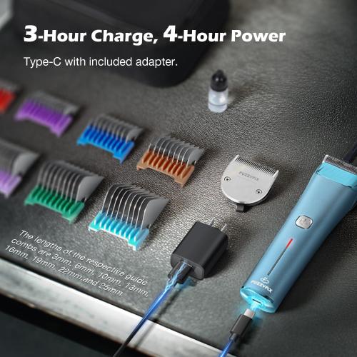 Professional Dog Grooming Clipper with Replacement Blade, 5-in-1 Adjustable A5 Blade Cordless Pet Grooming Kit 2 Speed Trimmer Hair Shaver with Detachable Metal Combs Nova for Animal Horse