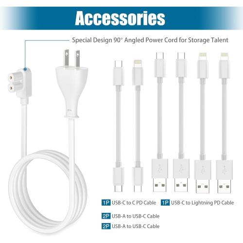 AGVEE 140W 9in1 Multi USB Charging Station Organizer Family Block Hub with Multi Cables, 3 Wireless Charger Dock for Apple iPad iPhone Cell Phone Samsung Android Tablet Multiple Devices, White
