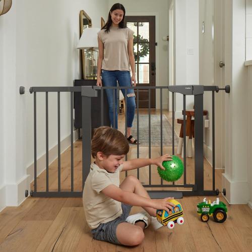 Cumbor 29.7-46 Baby Gate for Stairs, Mom's Choice Awards Winner-Auto Close Dog Gate for The House, Gifts for Mom, Easy Install Pressure Mounted Pet Gates for Doorways, Black