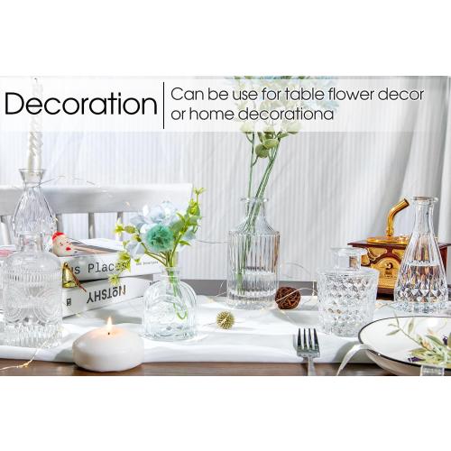 Glass Bud Vases Set of 12, Small Vases for Centerpieces, Vintage Mini Vases for Wedding Decor, Clear Glass Bud Vase in Bulk, Office and Home Table Flower Décor