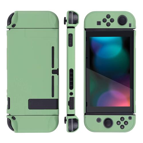 eXtremeRate PlayVital Back Cover for Nintendo Switch Console,Joycon Handheld Controller Separable Protector Hard Shell,Dockable Protective Case for Nintendo Switch - Matcha Green (NOT for Switch 2)