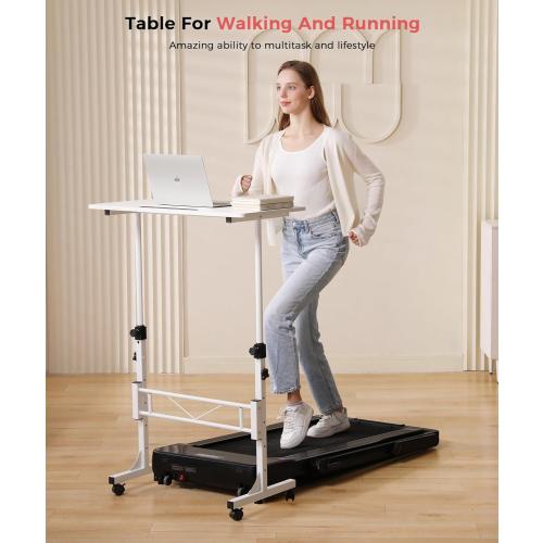 KLSMYHOKI Standing Desk Adjustable Height, Mobile Stand Up Desk with Wheels Small Computer Desk Rolling Desk, Portable Laptop Desk White Standing Table Home Office Desks 16x31.5 Height 27-43.5