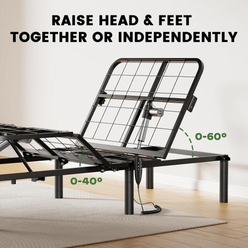 Marsail Twin XL Adjustable Bed Base Frame, 3 Options Heights 8 10 13 Head and Foot Incline, 4 USB Ports and 5 Min Assembly for Lounging, Reading, Reduce Snoring and Acid Reflux