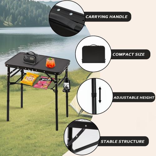 YihuiKo Folding Picnic Table with Storage Net, Lightweight Portable Table