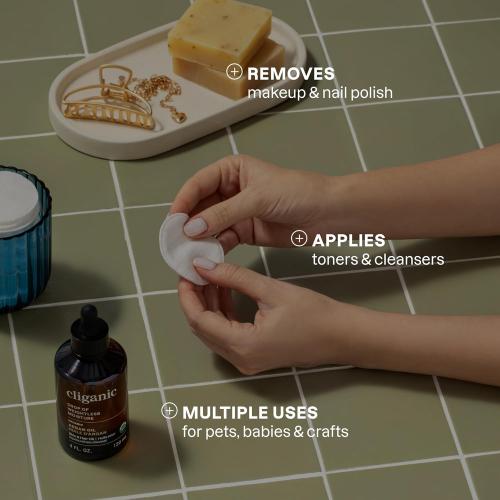 Cliganic Premium Cotton Rounds for Face (300 Count) - Makeup Remover Pads, Hypoallergenic, Lint-Free | 100% Pure Cotton