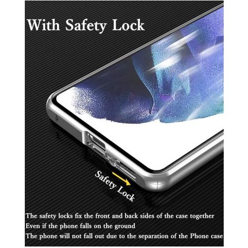 YEEHi Lockable Galaxy S21 Plus 5G Anti Peeping Magnetic Case with Privacy Screen Protector Safety Lock 360 Full Body Glass Cover Aluminium Alloy Metal Bumper Case (S21Plus, Black)