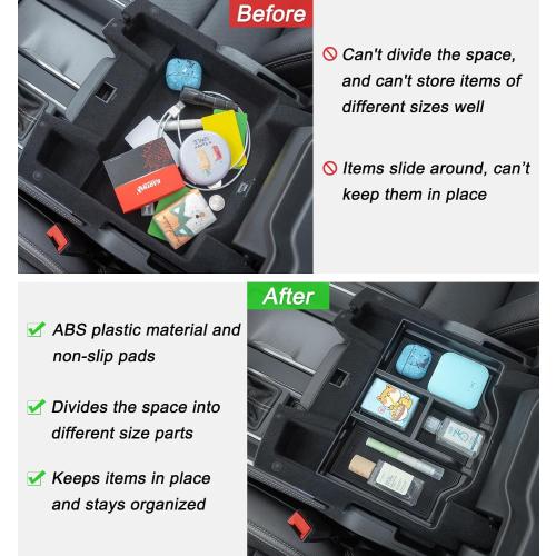 PIMCAR Compatible with 2019-2024 2025 2026 Dodge RAM 1500 2500 3500 Center Console Organizer ABS Plastic Material Interior Accessories Armrest Box Insert Tray (Black Trim)