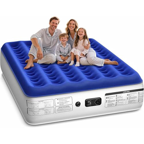 Xsleep Queen Air Mattress with Built in Pump Luxurious Comfort Raised Inflatable Mattress Queen Airbed Blow Up Mattress for Home and Guests Air Bed 2 Mins Fast Inflate/Deflate 660 lbs Max