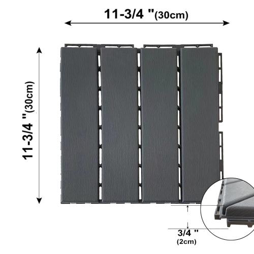 9 sq. ft Plastic Interlocking Deck Tiles, 9 Pack Patio Deck Tiles, 12x12 Waterproof Outdoor Flooring All Weather Use, Patio Floor Decking for Porch Poolside Balcony Backyard, Grey