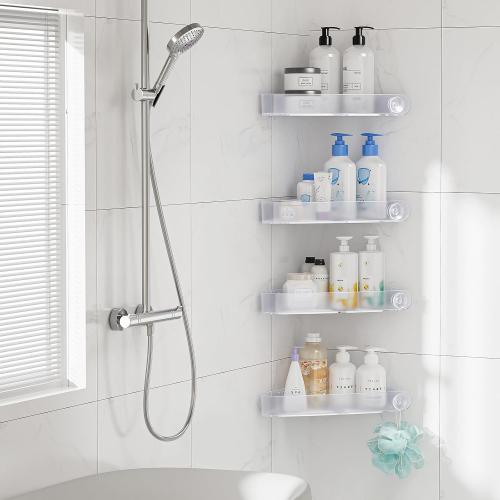 Sotfamily Plastic Shower Caddy Corner (for 90° Only), 4 Pack, Frosted Clear