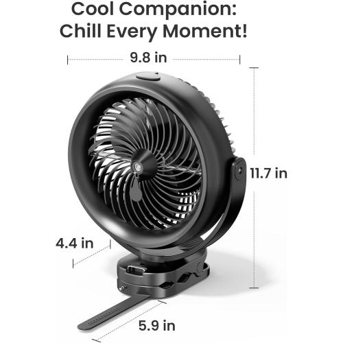 Koonie 10000mAh Battery Operated Misting Fan with Clip, Portable 8'' Mist Fan for Desk with Max. 48 Hours Runtime, 3Speeds, 2 Spray Modes, 200ML Tank for Golf Cart Home Office Travel Camping Stroller
