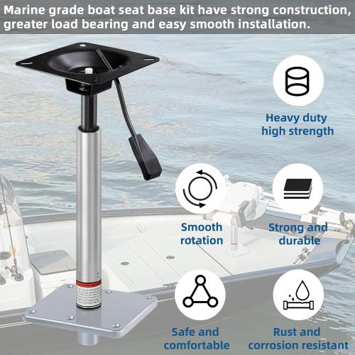 Adjustable Boat Seat Pedestal Base Mount Kit with Lock in Boat Seat Pin Post&Marine Power Pedestal Mount Base for Marine Fishing Bass Chair,Post Adjustable Height.