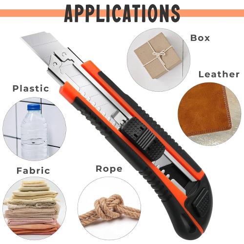 3-Pack Box Cutter Utility Knife | Ultra Sharp Blade with Anti-Slip Rubber Handle | Exacto Cutter for Leather, Rubber & Cartons
