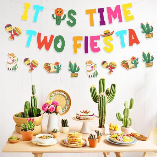 Taco Twosday Bday Party Decoration It is Time Two Fiesta Birthday Banner Garland Mexican Bday Party Decorations for Fiesta 2nd Birthday Cinco De Mayo Party Supplies