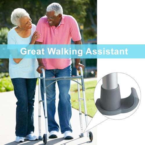Dotday 4 Pack Walker Skis Glides, Universal Walker Accessories for Seniors | Walker Glides for Folding Walker, Durable Easy-Glide Mobility Aid, Walker Feet Replacement, Universal 1-1/8 inch, Gray