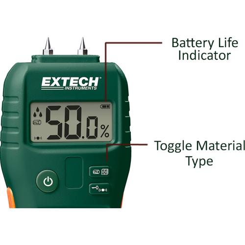 Extech MO55 Combination Pin Pinless Moisture Meter Accurate Non‑Invasive and Destructive Measurements for Restoration and Building Diagnostics