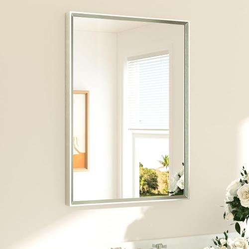 TETOTE Brushed Nickel Mirror 22 x 30 Rectangle Beveled Frame Bathroom Vanity Mirror for Over Sink Brushed Nickel, Tempered Glass, Stronger Frame, Modern Farmhouse Bedroom, Entryway
