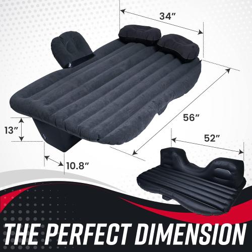VaygWay Truck and Car Air Mattress – Backseat Air Bed with Pump Kit for Car –Portable Back Seat Travel Mattress – Camping Vacation Blow up Bed Cushion - Sleeping Pad with 2 Pillows - Universal Fit
