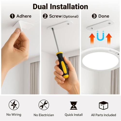 Wireless Closet Lights Motion Sensor - No Wiring Rechargeable Ceiling Light Night Light Indoor, Battery Operated Led Lights for Bedroom with Remote, Living Room Bathroom Home & Kitchen Decor Lighting