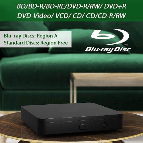 Didar Blu Ray DVD Player, Ultra Mini 1080P Blue Ray Disc Player Home Theater Play All DVDs and Region A 1 Blu-Rays, Support Max 128G USB Flash Drive   HDMI/AV Output   Built-in PAL/NTSC with Cables