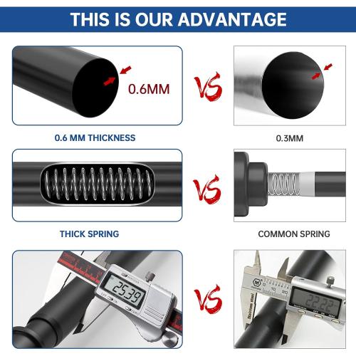 BRIOFOX Industrial Shower Curtain Rod - Never Rust Non-Slip 43-72 Inch Stainless Steel, Matte Black