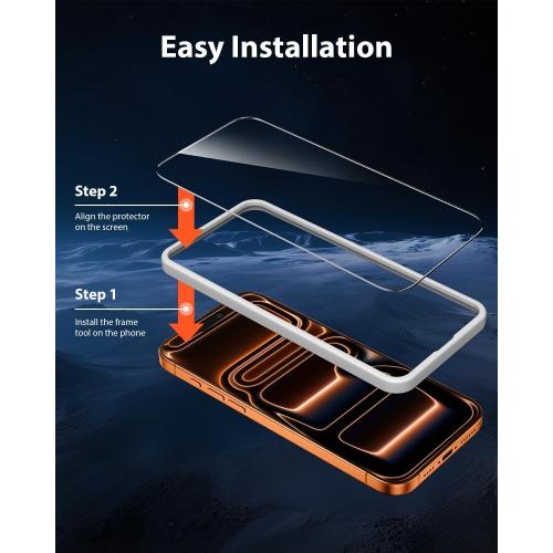 Mkeke Screen Protector Compatible with iPhone 17 Pro, 3 Pack Tempered Glass [9H  Hardness] [Military-Grade Drop Protection] [Sensitive Touch] [Easy Installation Frame] [HD Clear] for 6.3 inch