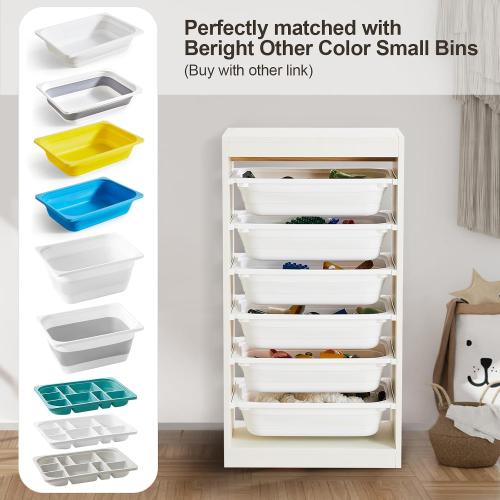 Beright Multipurpose Toy & Book Storage Cabinet with 6 Large Bins, White
