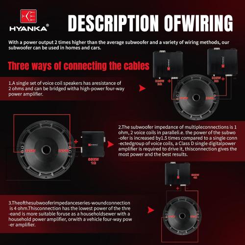 H YANKA BSC-15-4 15 Inch Subwoofer - 1200W MAX Power 15 Inch Paper Cone Subwoofer Car Audio, Black Iron Basket, 2.5“ Dual Voice Coil 4 Ohm Impedance 15 Sub for Cars