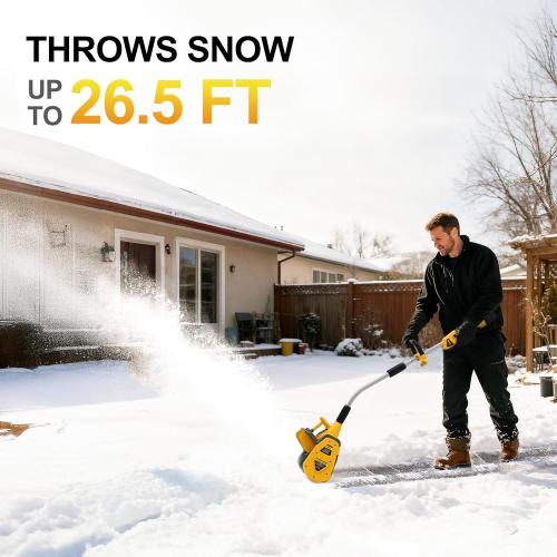 40V Cordless Snow Shovel Compatible with Dewalt 20V Battery(Tool Only), Electric Power Snow Thrower, Handheld Snow Blower with 13.2 in. Width 8 in. Depth, 26.5' ft Throwing Distance