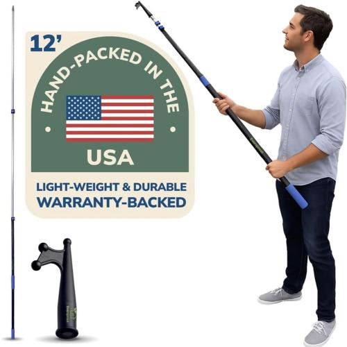 EVERSPROUT Telescoping Boat Hook | Floats, Scratch-Resistant, Sturdy Design | Durable & Lightweight, 3-Stage Anodized Aluminum Pole | Threaded End for Boating Accessories