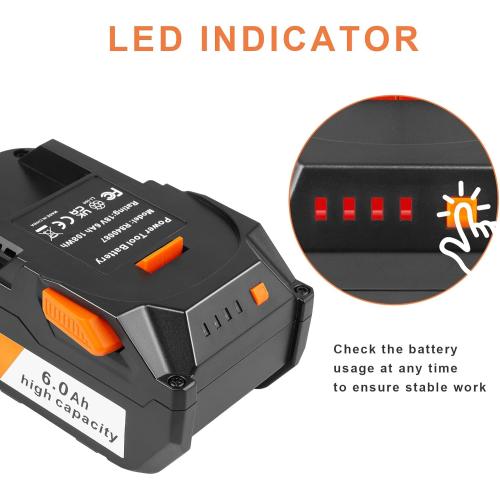 Fancy Buying 6.0Ah Replacement for Ridgid 18V Battery R840083 R840084 R840085 R840086 R840087 R840095 R86092 AC840087P 18V Cordless Drill Tools Battery