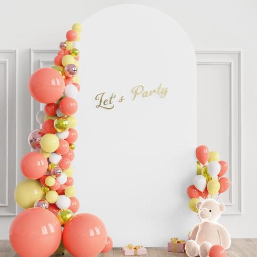 7.2FT Arch Backdrop Cover White Arch Covers Strethy Backdrop | Spandex Fitted Balloon Arch Cover Round Top Chiara Backdrop Cover for Wedding Birthday Party Ceremony Baby Shower Decor