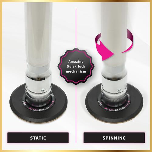 LUPIT Classic G2 Quick Lock - Portable Dance Pole for Home - Spinning & Static Mode - Professional Pole Dancing Pole for Apartment, Club, Party, Pub - Easy Installation - No Drilling