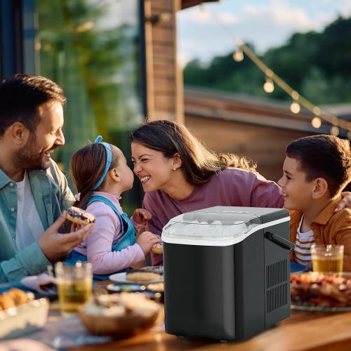 NEWBULIG Ice Makers Countertop with Handle, Portable Ice Machine | 9 Bullet Cubes in 6 Mins, 26lbs in 24Hrs, Auto-Cleaning, with Basket and Scoop, for Home, Kitchen, RV, Camping, Black‼️little dirt‼️