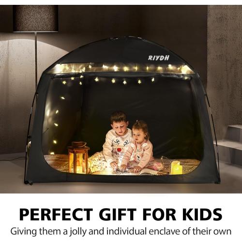 Bed Tent Bed Canopy Breathable 100% for Adult and Kids- Original Design Light Reduction 93% Sleeping Dream Tents Indoor Portable Big Space with String Light 3 Doors Twin Full Queen King Size