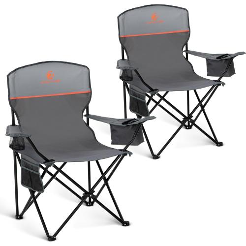 ALPHA CAMP Camping Chairs 350LBS Capacity, Heavy Duty Folding Chair with 4-Can Cooler Bag, Portable Outdoor Chair with Cup Holder for Adults, Collapsible for Tailgating, Beach, Fishing