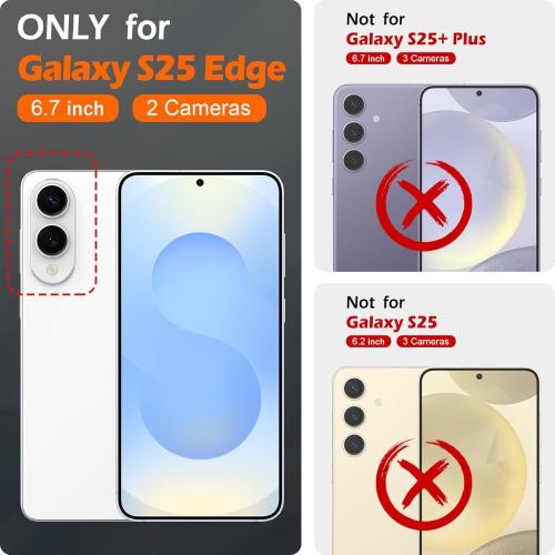 SHIELDON Wallet Case for Galaxy S25 Edge 6.7, Genuine Leather Folio Cover with Kickstand RFID Blocking Card Holder Magnetic Full Protective Case Compatible with Galaxy S25 Edge 2025 - Black