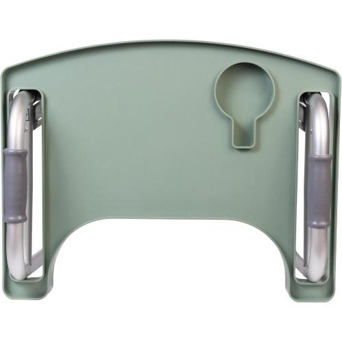 Sigo Green Walker Tray for Rolling Folding Walker, Tray Table with Cup Holder for Standard Walkers Seniors, Detachable Non Slip TV Accessories Basket Holding Plate Cups Clip On Small Bag Carrier