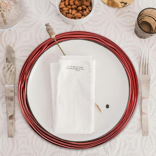 13 Inch Round Charger Plates, Set of 6, Dinner Chargers Bulk Wedding (Red)