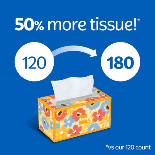 Kleenex Lotion Facial Tissues with Coconut Oil, 8 Flat Boxes, 180 Tissues Per Box, 3-Ply