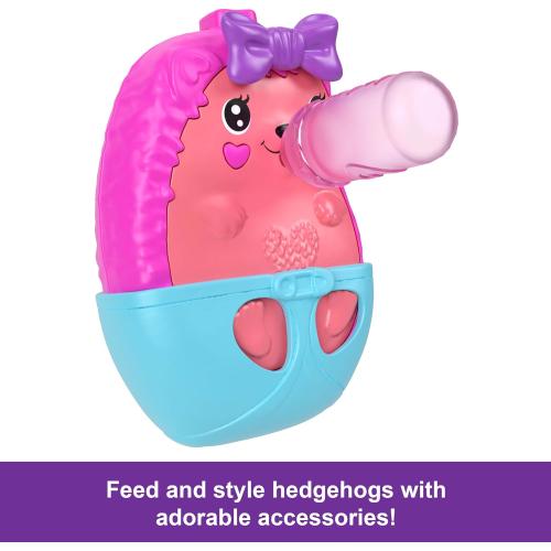 Polly Pocket 2-in-1 Travel Toy with 2 Micro Dolls and 16 Accessories, Hedgehog Purse Playset with Pet Theme