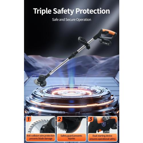 Cordless Weed Wacker,Electric Weed Eater,2 Batteries,Grass Trimmer Cordless,Black-A