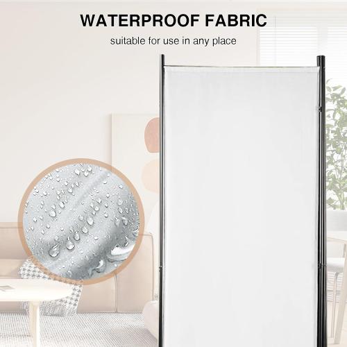 White Room Divider 4-Panel Privacy Screen with 3 Support Foot, Portable Screen Steel Frame with Hook&Loop for Home, Office, Classroom, Studio, Meeting (White)
