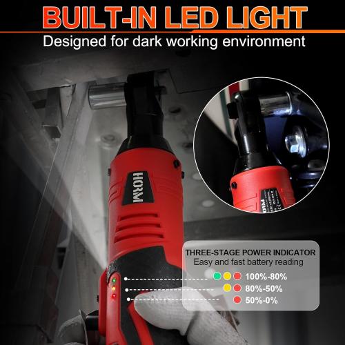 3/8 Cordless Electric Ratchet Wrench Set, 40 Ft-Lbs 16.8V Battery Power Ratchet Tool Kit with Variable Speed Trigger, 2 Packs 2.0Ah Battery, Charger, 7 Sockets