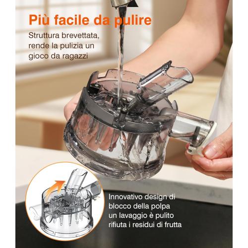 Cold Press Juicer, Zasmira Juicer Machines with Large Feeding Chute, Powerful Slow Juicer with Pulp Seperation, 99.6% Juice Purity, Easy to Clean, White