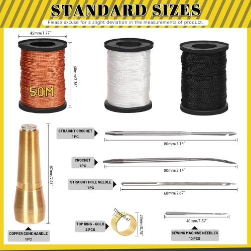 Mardatt 19pcs Leather Sewing Awl Kit Includes Leather Needle with Copper Handle, Leather Sewing Working Tools with Multiple Types of Needles, Waxed Thread and Thimble for DIY Leather Craft